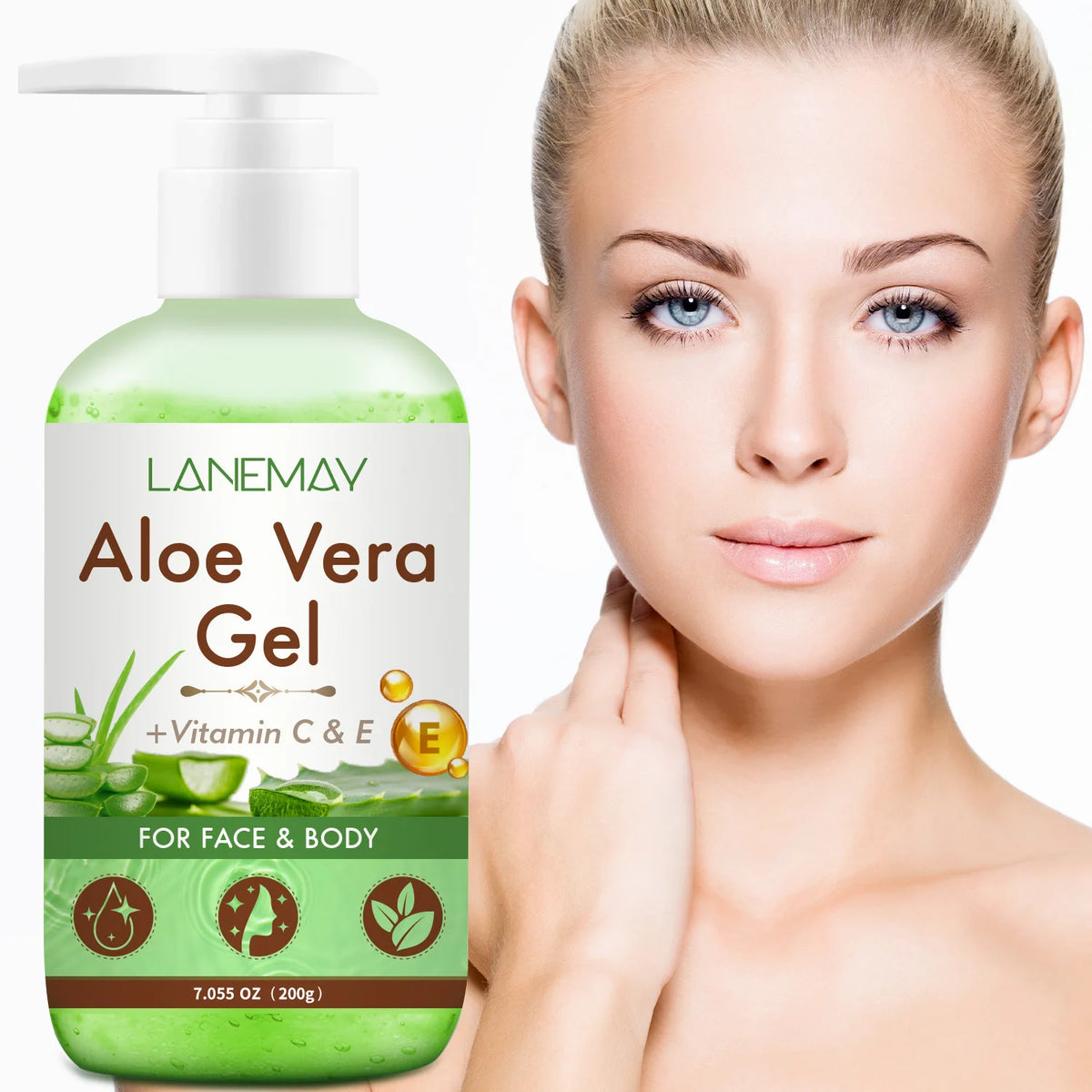 Gel Aloe Vera Vitamine C & E — Hydratation, Éclat & Soin Apaisant 200g