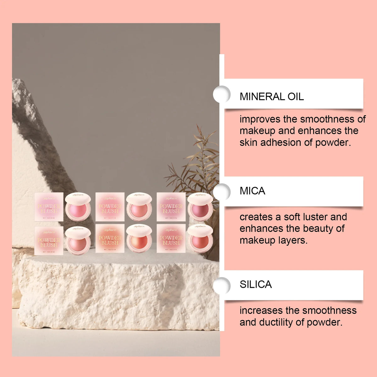 Blush Hydratant Multi-Teintes Zephoco | Fini Lumineux & Soyeux