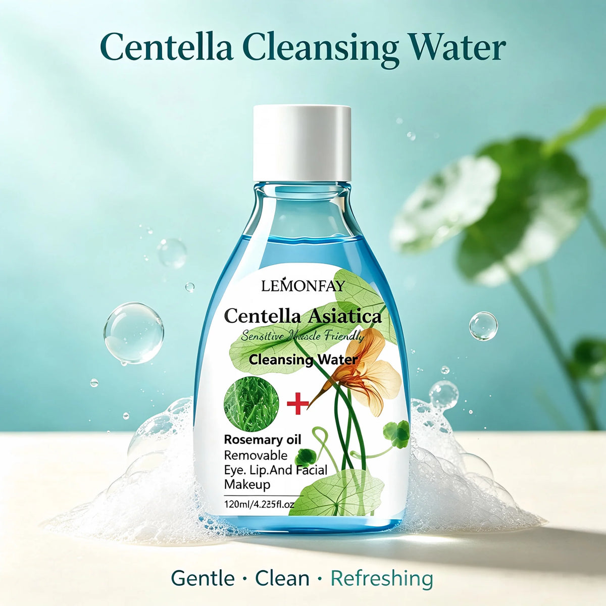 Eau Micellaire Centella & Romarin – Démaquillant Doux Visage, Yeux & Lèvres | 120ml