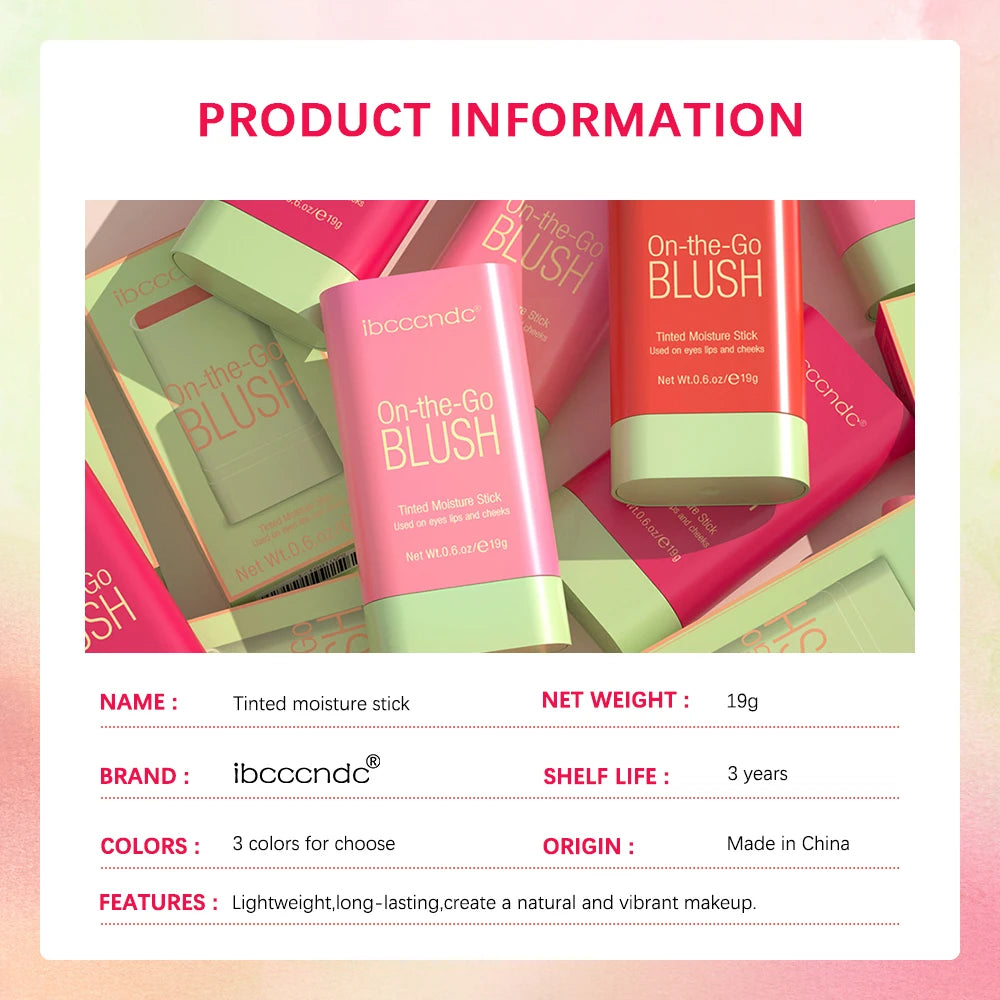 Blush Stick Crème Multi-Usage 19g — Joues, Lèvres & Yeux | Waterproof Longue Durée