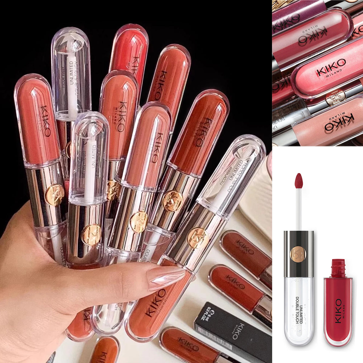 KIKO Milano – Rouge à Lèvres Double Tête & Gloss Miroir Transparent, Longue Tenue