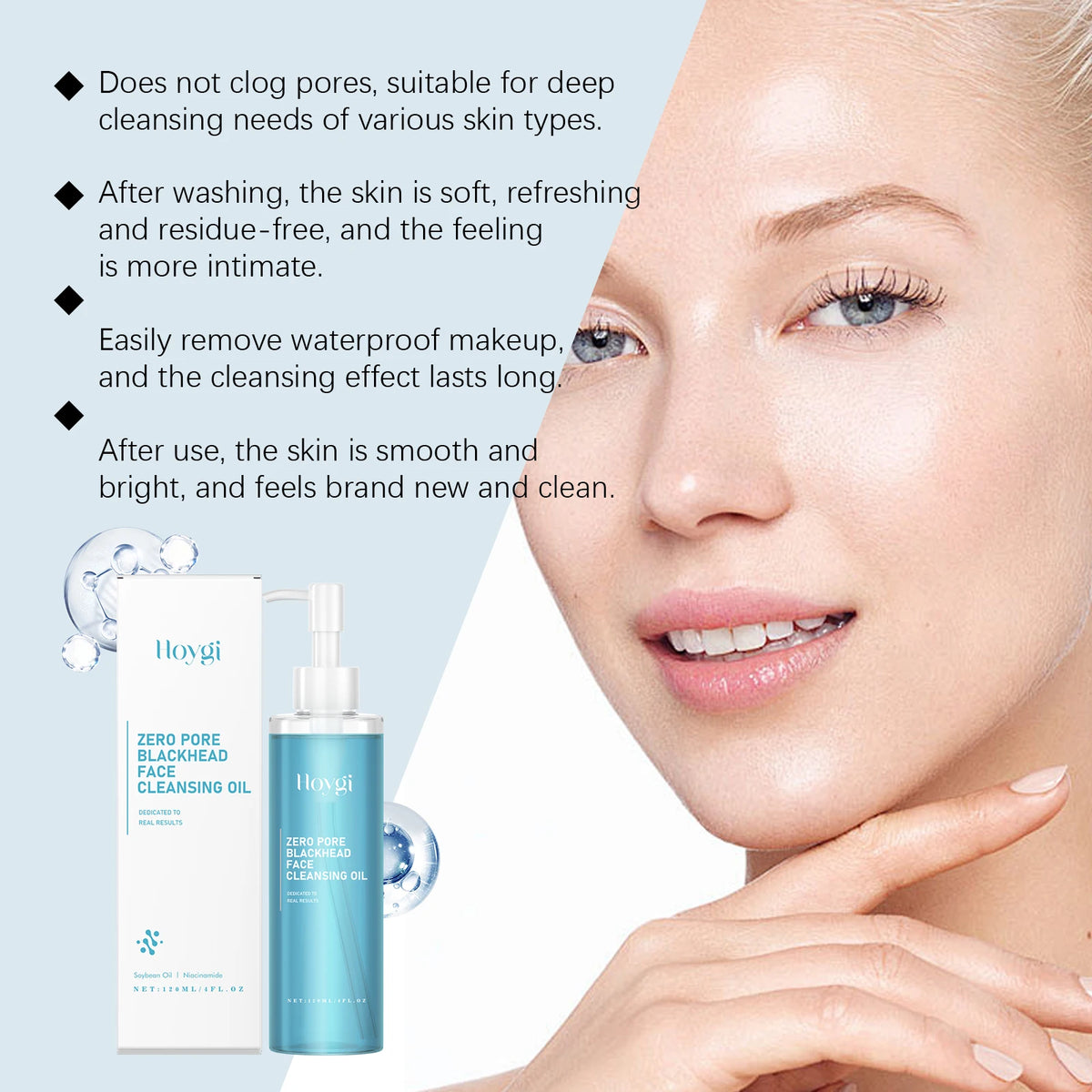 Huile Nettoyante Double Cleansing Hoygi – Niacinamide, Soja & Vitamine C | 120ml