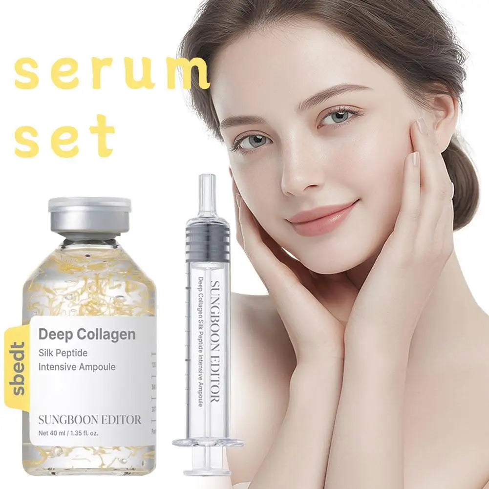 Ampoule Collagène & Peptides Soie 40ml – Sérum Anti-Rides Hydratant Style Coréen