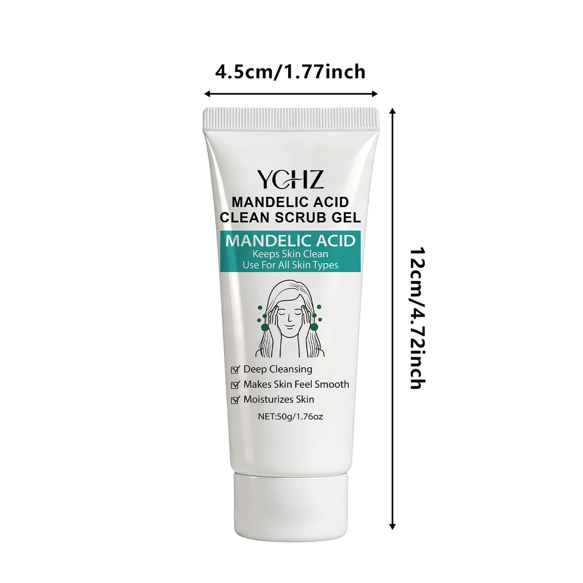 Gel Nettoyant à l'Acide Mandélique YCHZ 50g – Pores Désincrustés, Aloe Vera & Essence de Rose | Peau Lisse