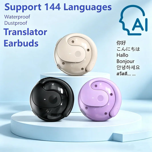 Écouteurs Traducteur IA BEIQIU – 144 Langues, ANC, Bluetooth 5.3, NFC | Voyage & Sport