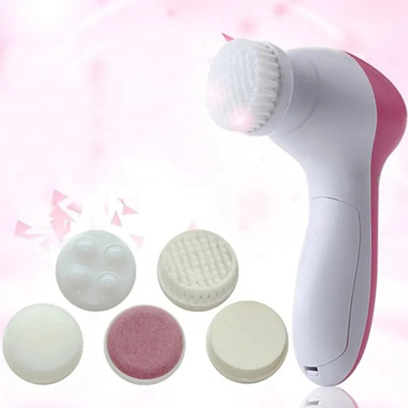 Brosse Nettoyante Visage Électrique 5 en 1 – Massage Vibrant & Anti-Points Noirs