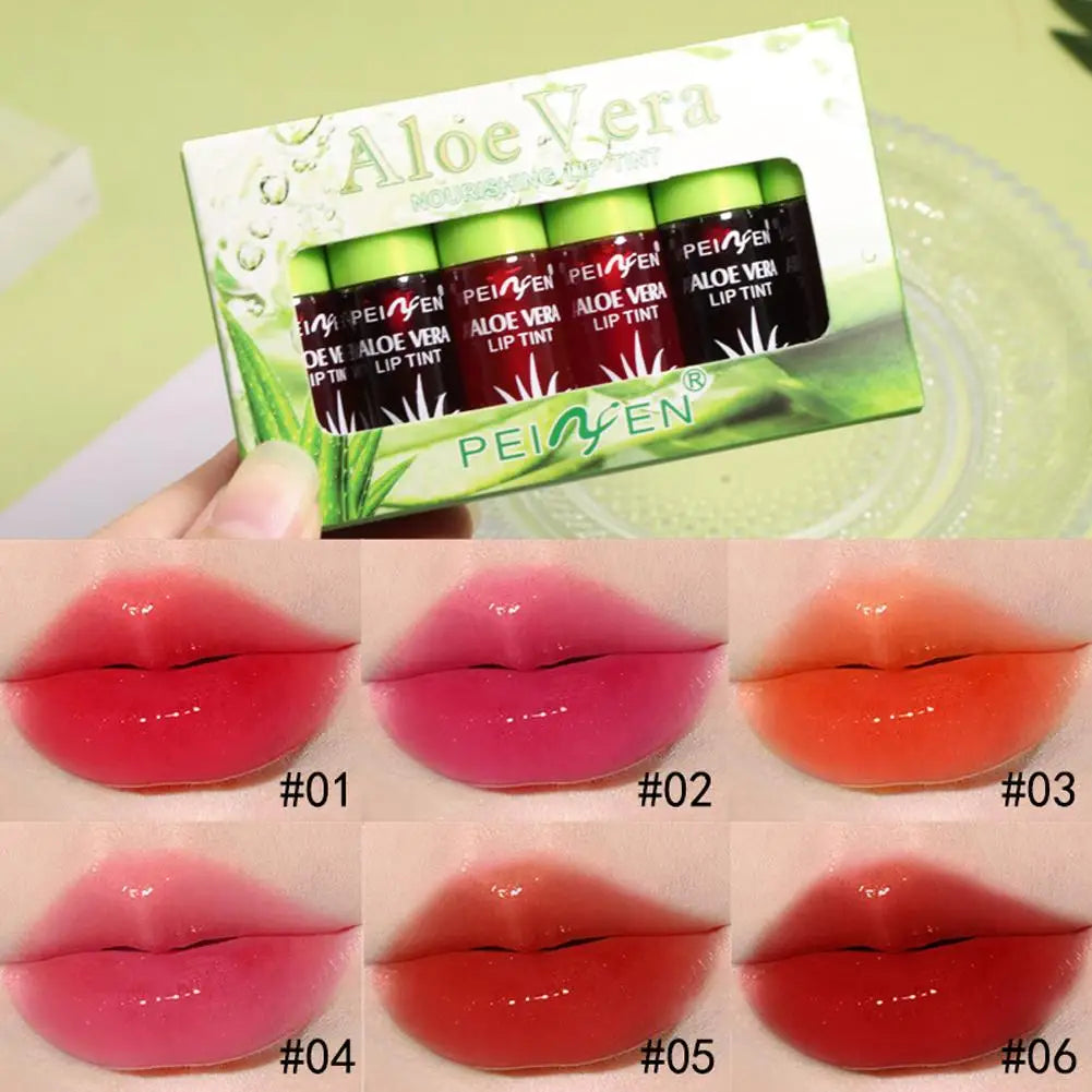 Set of 6 Aloe Vera Lip & Cheek Tints – Long-Lasting Hydrating Gloss