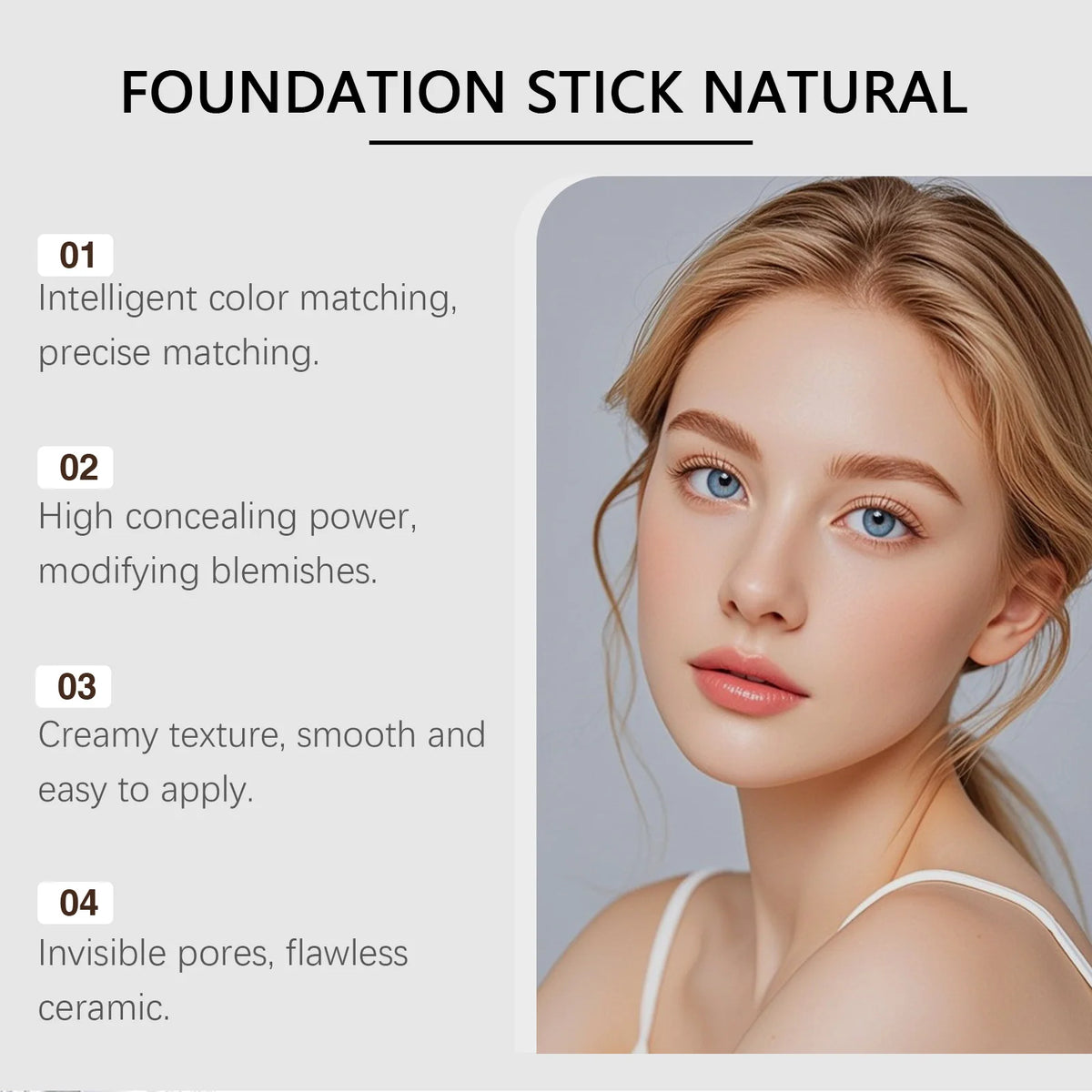 Stick Fond de Teint 2-en-1 Changeant de Couleur – Couvrance Haute, Waterproof & Pinceau Intégré