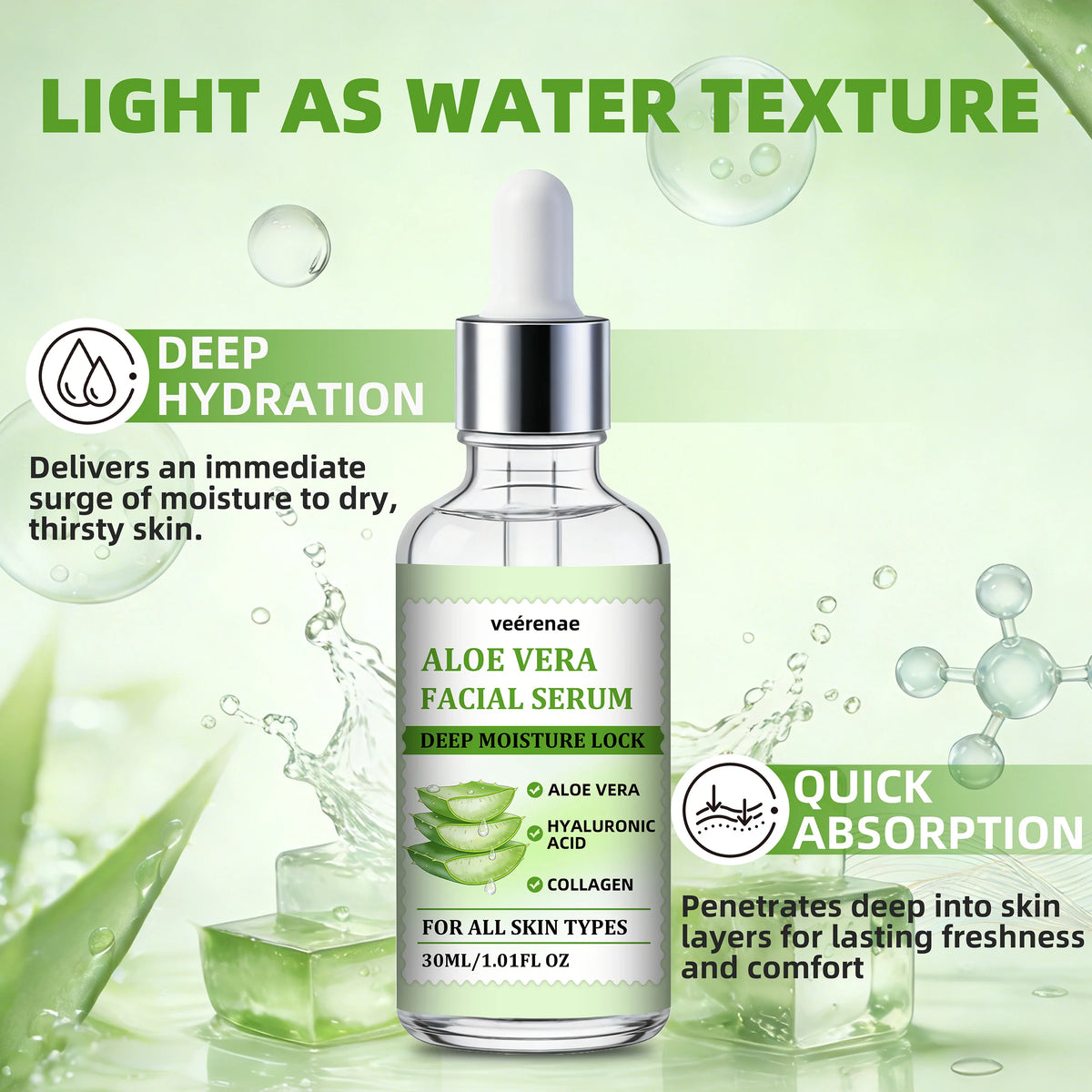 veérenae Aloe Vera Facial Serum – Hydrating & Soothing