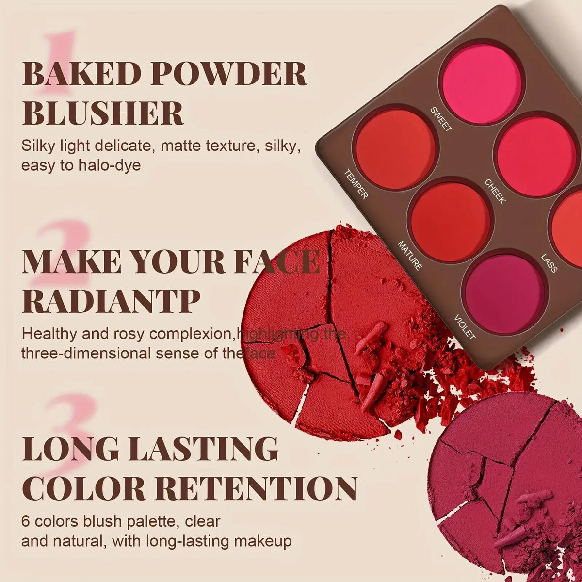 Palette Blush Matte 6 Teintes Waterproof | Romantic Flower | Certifiée CPNP