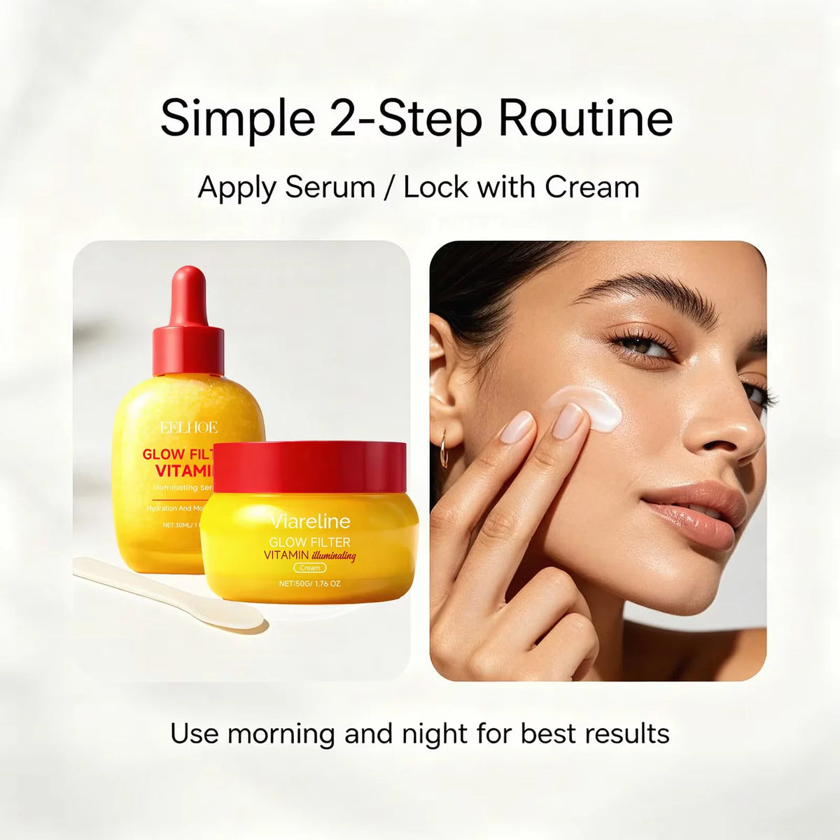 Coffret Sérum & Crème Éclat Vitamine C & Peptides – Hydratation & Luminosité 30ml + 50g