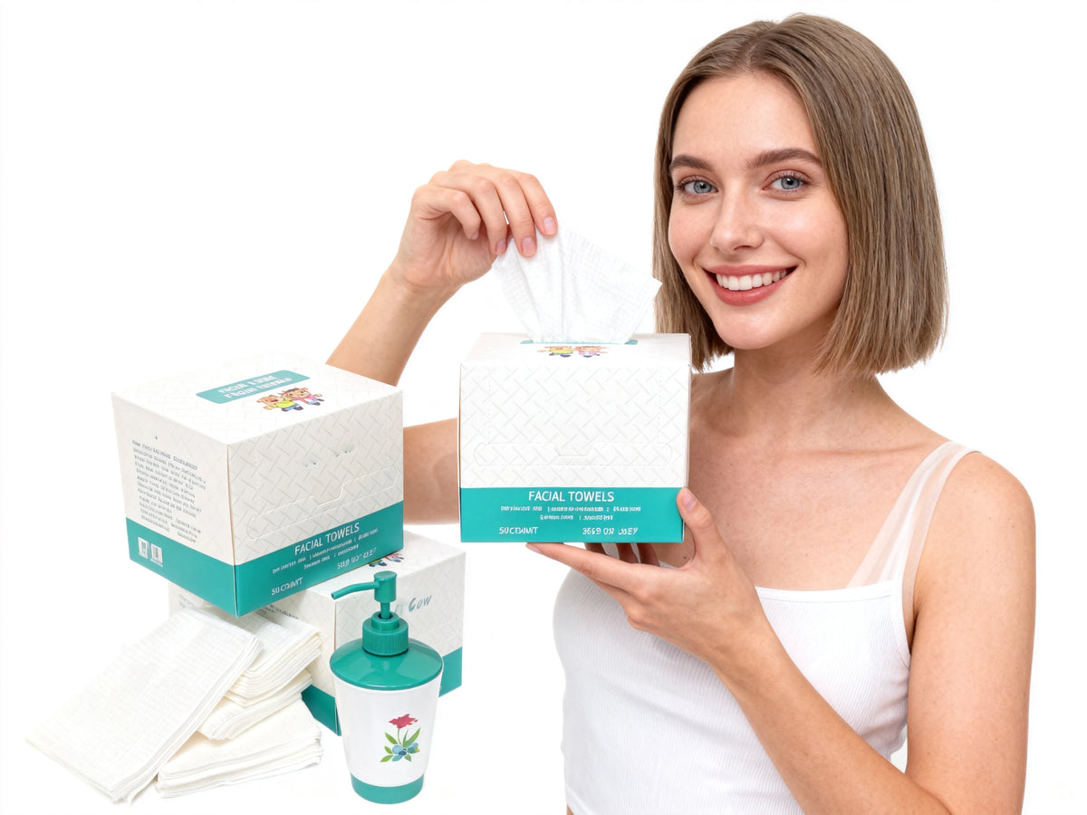 Lingettes Démaquillantes Jetables en Fibre Végétale – Lot de 50 – 25x30cm