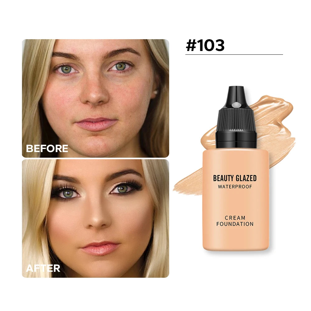 Fond de Teint Liquide Mat HD 24h – Beauty Glazed | Couvrance Totale & Waterproof