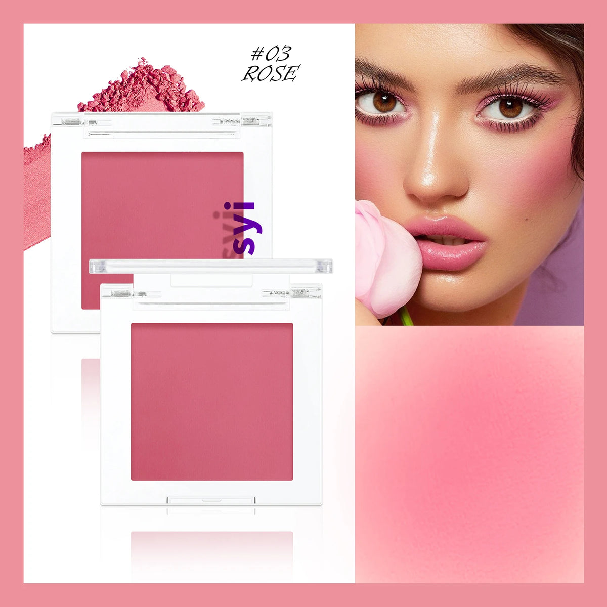 Blush Poudre Monochrome HISYI | Illuminant, Matte & Naturel | Certifié CPNP